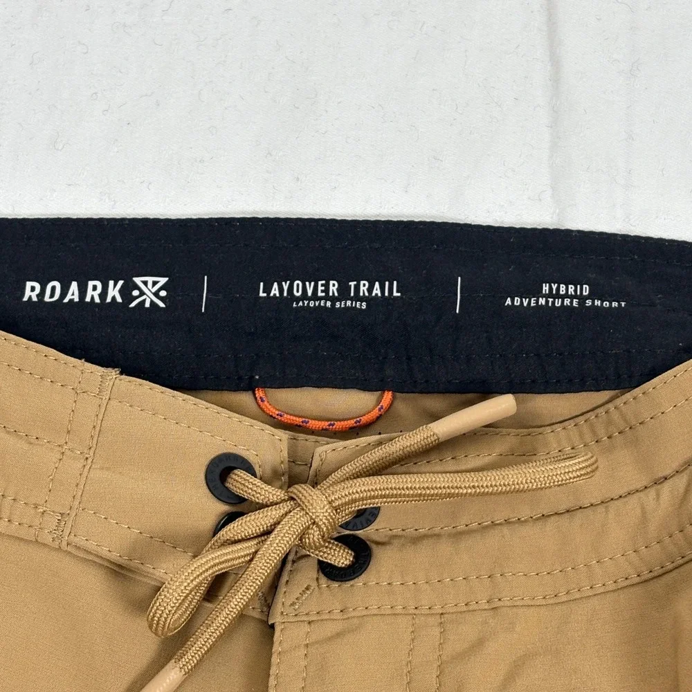 Roark Layover Trail Hybrid Adventure Shorts Khaki Tan Mens 30 Stretch Travel EUC